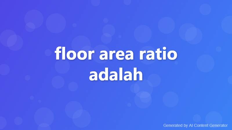 floor area ratio adalah